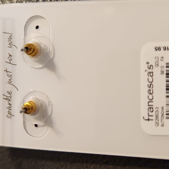 Gold button earrings - Picture 3 of 3